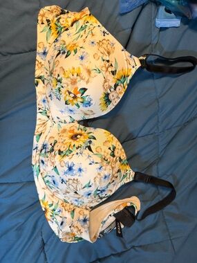 torrid Cream Floral Padded Bra with Yellow Sunflowers